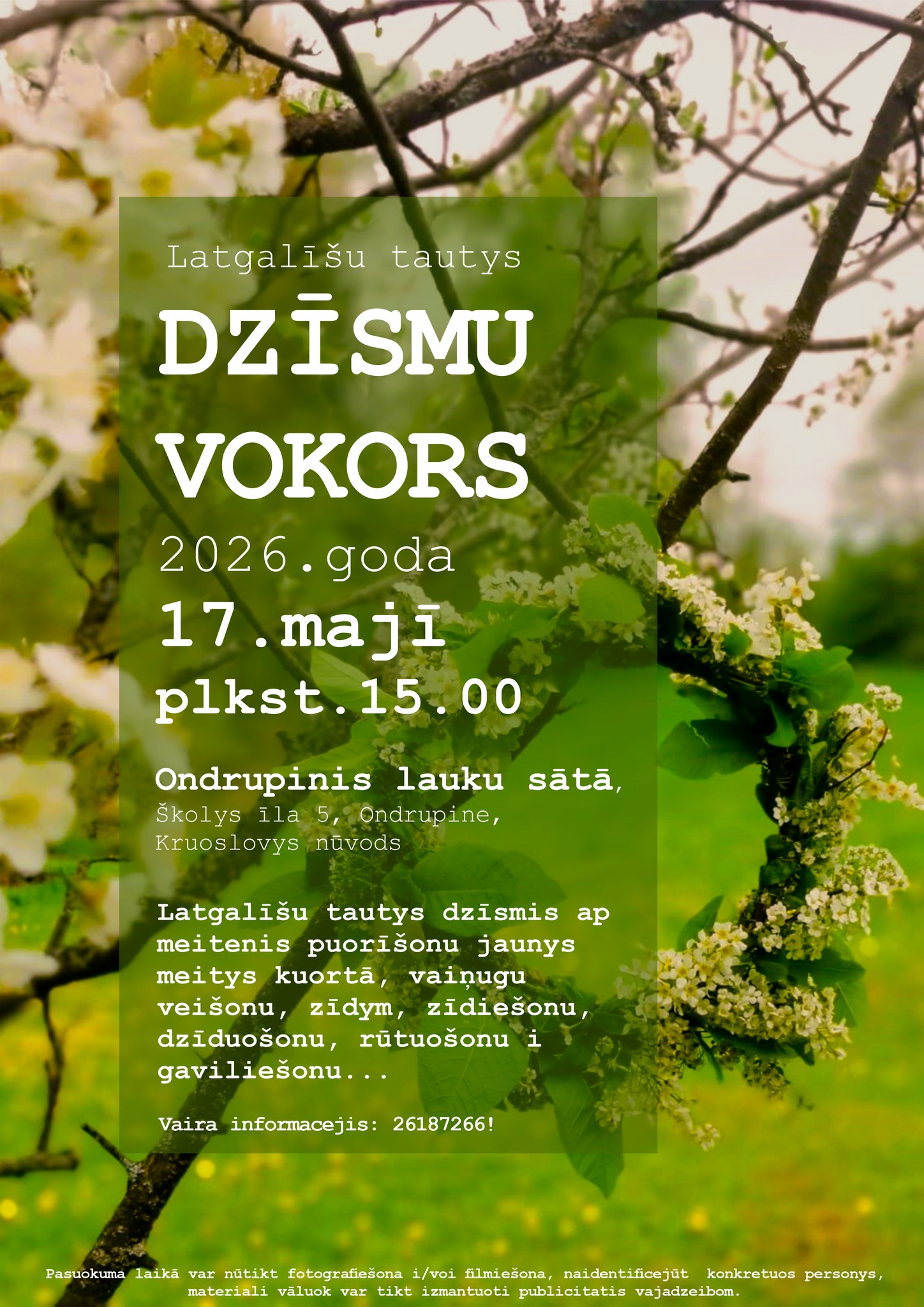 Dzīsmu vokors Ondrupinis lauku sātā