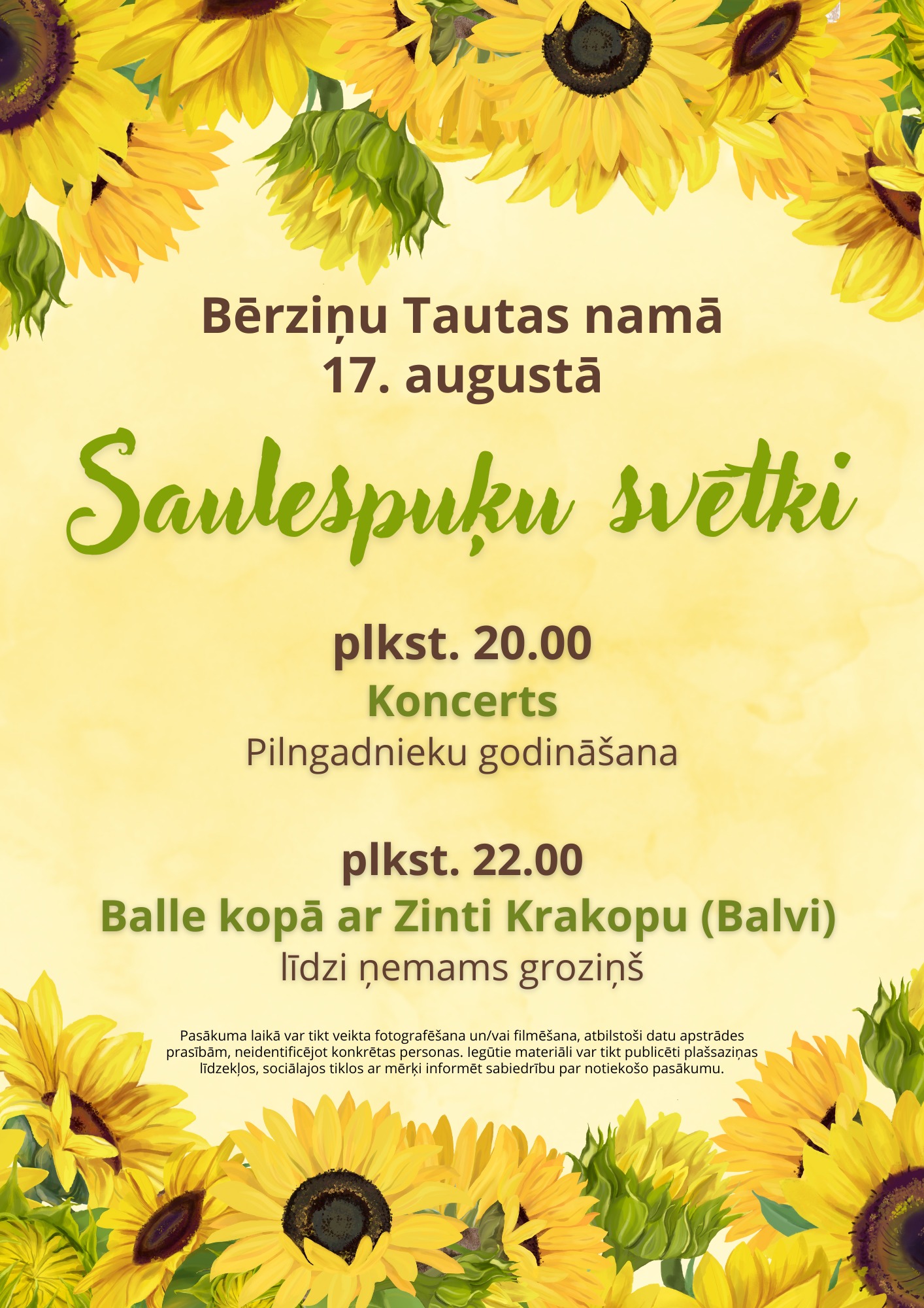 Saulespuķu svētki Bērziņu Tautas namā