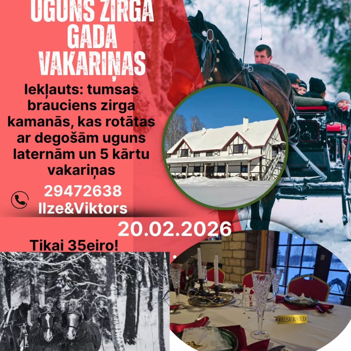 Vakariņas zirgu sētā "Klajumi"