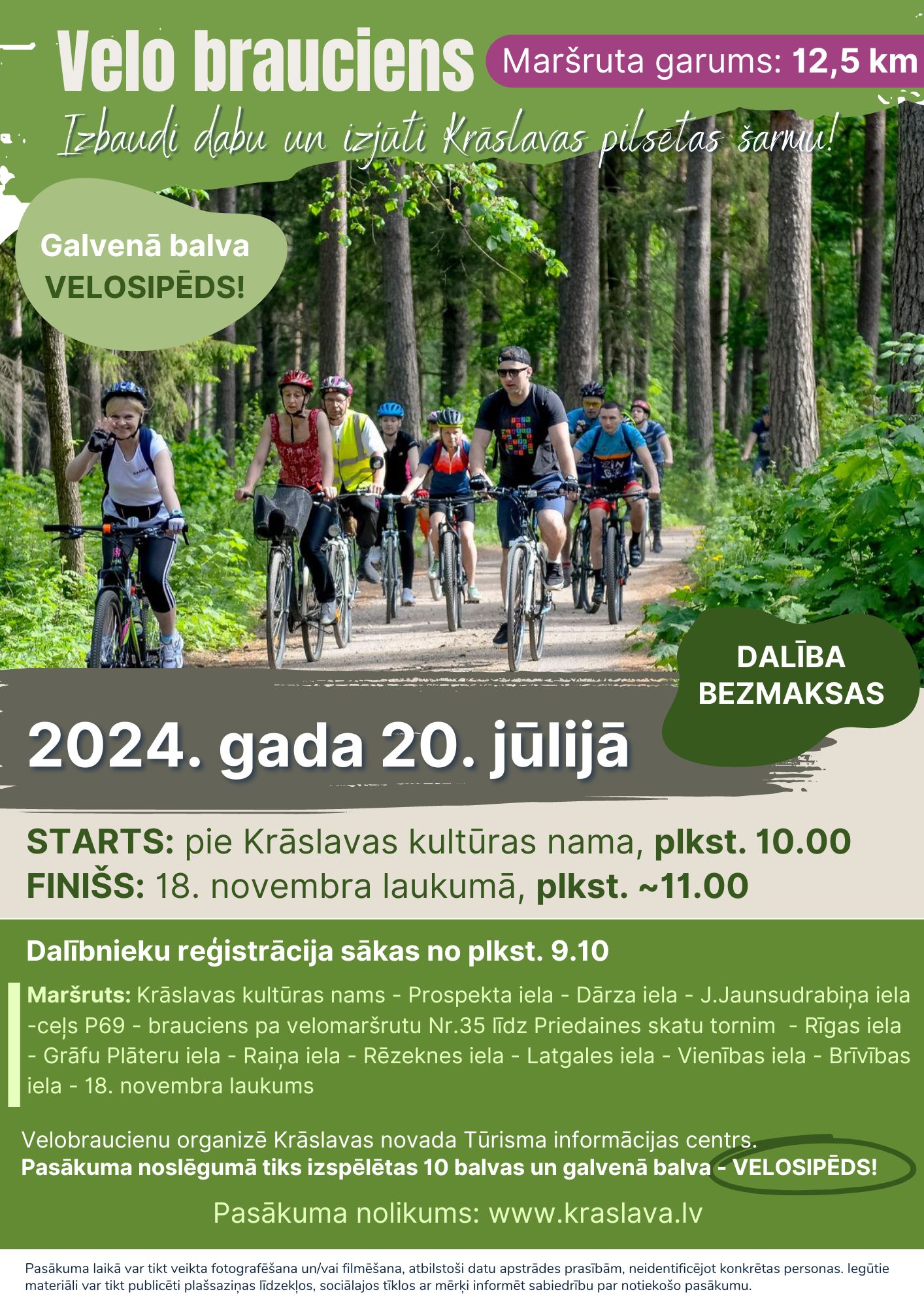 Velobrauciens "Izbaudi dabu un izjūti Krāslavas pilsētas šarmu"